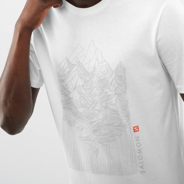 White Salomon Outlife Graphic Mountain Short Sleeve Men's T-Shirts | IE SY7501